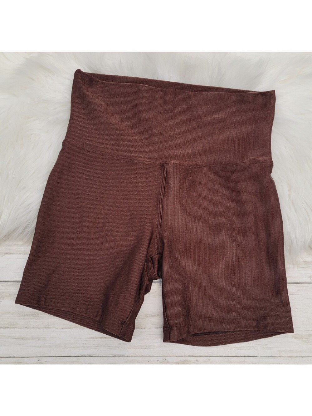 OFFLINE Aerie Ribbed Seamless Bike Short Brown High Rise 5" Inseam Women's Small